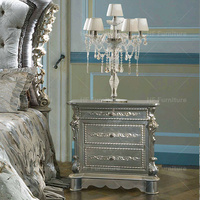 Vente en gros Ensemble de chambre à coucher ancien en bois Mobilier de chambre à coucher de style provincial français Lit King Size sculpté