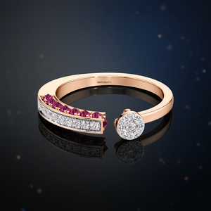 Anillo de Lujo con Zafiro Rosa y Diamantes para Mujer, Diseño Moderno de Bypass, Chapado en Rodio, para Bodas y Fiestas, Oro de 10K, 14K, 18K, Plata 925, 935 - Product Image 2