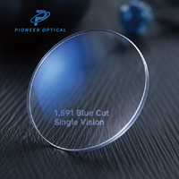 Verres de lunettes unifocaux Pioneer Optical 1.56 1.60 1.67 1.74 HMC anti-lumière bleue, verres de lunettes en résine anti-lumière bleue UV420