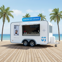 Camion de cuisine mobile de 16 pieds avec équipement pour barbecue, crème glacée, café et jus, construction en fibre de verre, résistant à la rouille
