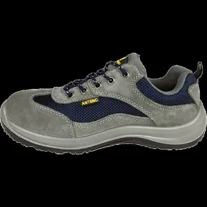 High Elastic Sole Anti-Scratch Safety Shoes Gray Cow Suede With Plastic Toe For Security Protection