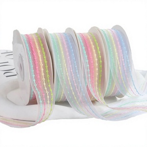 Ruban à rayures colorées arc-en-ciel de 2,5 cm pour emballage cadeau DIY, accessoire de gâteau, décoration intérieure, Halloween, extérieur, vente en gros YC - Product Image 2