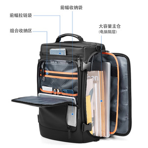Kingsons Men's Waterproof Business <b>Backpack</b> <b>Black</b> Large Capacity Laptop Compartment Everyday Use - Product Image 4
