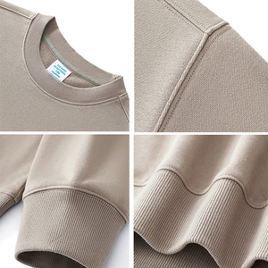 Venta al por mayor OEM logotipo personalizado 400 Gsm French Terry cuello redondo de punto de gran tamaño pulóver en blanco peso pesado hombres sudadera de algodón - Product Image 2