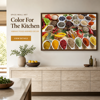 Décoration Murale en Verre et Aluminium sur le Thème des Épices de Cuisine, Tableau Culinaire pour Restaurant, Café, Salle à Manger, Intérieurs Modernes