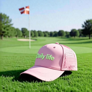 Casquette de golf marine personnalisée brodée, casquette de sport 5 panneaux avec visière incurvée et cordon, en tissu imperméable, style baseball - Product Image 2