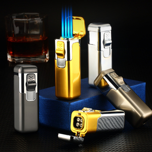 Encendedor de butano de Gas recargable de Metal, encendedor de antorcha de llama de 4 chorros para barbacoa, vela, cigarro, cocina, fumar - Product Image 6