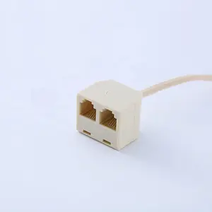 RJ11 6P4C Salida de 2 vías Conector de teléfono Divisor de línea Bolsa adaptadora Conexión FU Cobre Hembra Global Audio & Video JS-6P4C 1 a 2