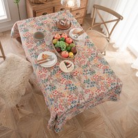 Nappe de table personnalisable anti-poussière en jacquard teint en fil polyester-coton, style vintage américain, motifs floraux Magpie, pour usage domestique