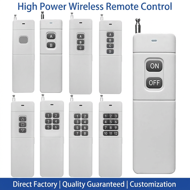 High Power Smart RF Remote Control with 100m-300m Range Battery-Powered IP65 Rated for Water Pump and Industrial Automation