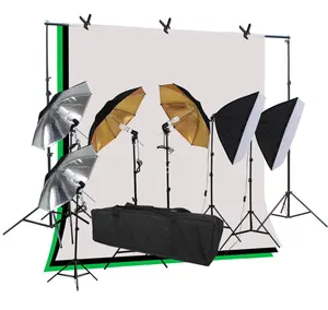 Fotografia Foto Shoot Verlichting Kit Softbox Paraplu Polyester Achtergrond Stand Volledige Fotografie Studio Light Set