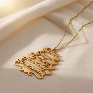 Joyería DIY de acero inoxidable, collares de árbol con nombre de familia personalizados chapados en oro de 18 quilates para mujer, regalo de cumpleaños - Product Image 2