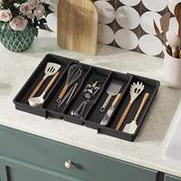 Organisateur d'ustensiles extensible moderne et écologique pour tiroirs de cuisine, plateau de cuisson à 3 à 5 compartiments
