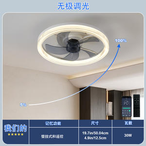 Ventilateur de plafond avec lampe certifié Zhongshan Lighting, moderne et simple, 110v, intensité réglable pour salle à manger - Product Image 4