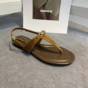 여름 여성 정품 가죽 레트로 캐주얼 플랫 끈 팬티 Zoris 로만 샌들 - Product Image 3