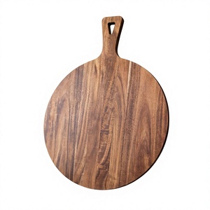 Planche à découper en bois d'acacia occidental (rond, 1,5 cm d'épaisseur) - Planche à pizza avec poignée 100% écologique - Product Image 1