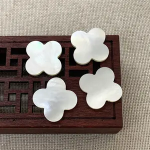 HanYu Mother Of Pearl Clover Stone High Quality White Color Mother Of Pearl Shell Natural 4 Leaf Clover Stone