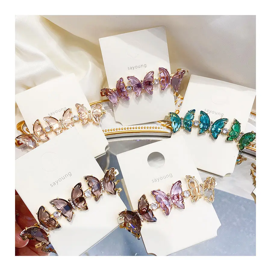 2021 New Style Fashion Bling Zircon Butterfly Hair Clips Designer Small Crystal Hairpins For ValentineのDay