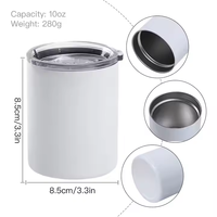 Gobelet de voyage droit de 10 oz avec logo personnalisé, blancs pour sublimation sans couture, gobelet à couvercle coulissant, mug sans poignée, bouteille d'eau isolée sous vide