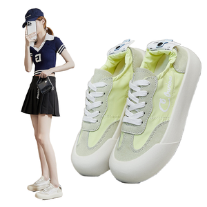 Spring Small <b>White</b> Breathable <b>Lace</b>-up Slip-On Rubber Outsole PU Lining Girls Women Heightening Thick-sole Sports Casual Shoes - Product Image 1