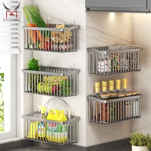 Estante de cocina de frutas y verduras montado en la pared de acero inoxidable cesta de almacenamiento soporte escurrido para baño de cocina