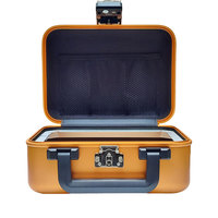 Étui de transport rigide en aluminium doré personnalisable avec logo, petit format, durable, avec rembourrage en mousse pour outils