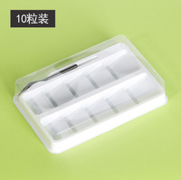 Gâteau de haricot mungo transparent rectangulaire de 1 mm d'épaisseur, six pièces dans une boîte en plastique PET avec une fourchette, marque YASHENG