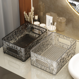 Acrylic Cosmetic <b>Storage</b> <b>Box</b> Transparent Desktop Organizer For Toiletries Skincare Products With Handles - Product Image 3