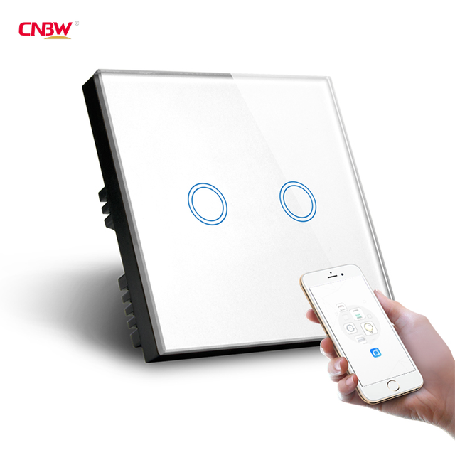 2Gang 2Way Smart Switch EU Standard Touch Panel Wifi Switch Alexa&Google Home Control Wifi Smart Light Switch