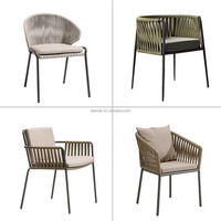 Chaise de bistrot moderne d'extérieur avec cadre en aluminium et assise en corde tressée, service OEM/ODM direct usine pour bars et jardins