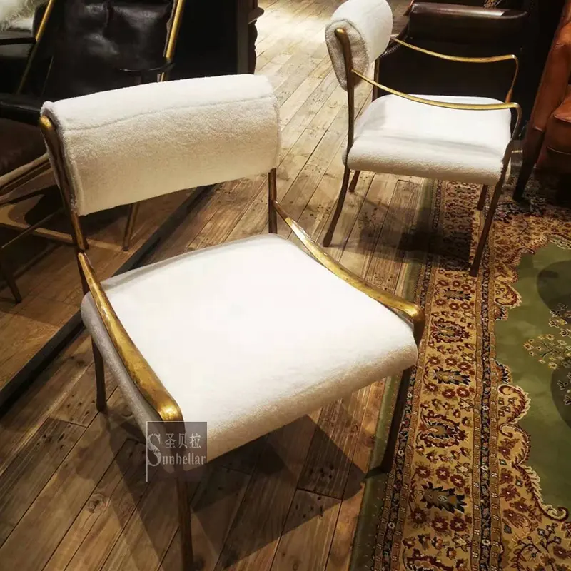 Кованый стул hande из золотистого металла, кресла из шерсти и ткани для столовой, гостиной, роскошные стулья для столовой, европейская мебель