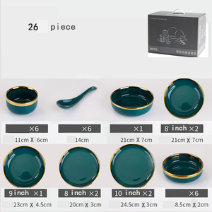 Offre Spéciale – Assiettes de Luxe Écologiques en Porcelaine Ronde, Glaçure Verte avec Bord Doré, Style Nordique – En Stock - Product Image 6