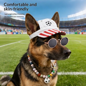 Ensemble de tenue pour animaux de compagnie pour le jour du match de football : chapeau de soleil pour <span class=keywords><strong>chien</strong></span> et chat + lunettes de soleil + collier perlé pour fête sur le thème du sport - Product Image 2
