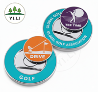 Marqueur de balle de golf plat en métal magnétique léger, accessoire de club, conception personnalisée promotionnelle, fabrication en usine
