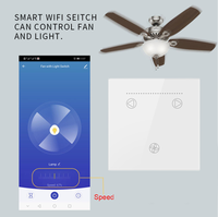 Tuya Smart WiFi ventilateur de plafond lumière interrupteur mural écran tactile PC Smart Life App minuterie à distance contrôle à rebours ventilateur interrupteur de lampe
