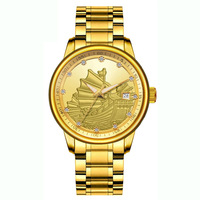 Montre TEVISE pour homme, montre-bracelet mécanique automatique de luxe, bateau 3D avec diamant, couleur dorée, montre de marque haut de gamme pour homme, cadeau
