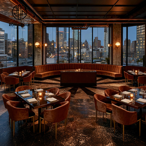 Projet hôtelier Ron Group, mobilier commercial sur mesure, <span class=keywords><strong>table</strong></span> carrée en marbre, banquette en velours, <span class=keywords><strong>table</strong></span> <span class=keywords><strong>de</strong></span> restaurant avec chaise - Product Image 2