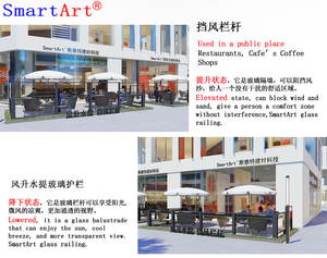 2025 yeni tasarlanmış Smartart cam cam sistemi yüksekliği ayarlanabilir korkuluk rüzgarlık cam çit manuel sürgülü korkuluk restoranlar için - Product Image 6