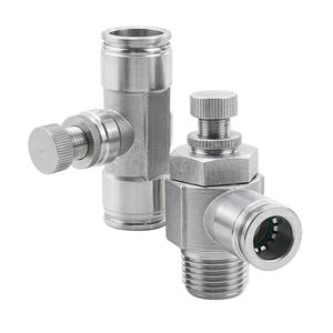 ตัวควบคุมความเร็วลมแบบนิวเมติกสแตนเลส 304 วาล์วควบคุมการไหลแบบทางเดียว รุ่น SL6-01/8-02/10-03 พร้อมข้อต่ออากาศ - Product Image 1