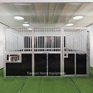 아연 도금 금속 대나무/WPC 말 마구간 전면 패널 (승마장용) 중량급 스윙/슬라이딩 스톨 도어 칸막이 마구간 - Product Image 3