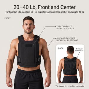 Gilet Zavorrato Personalizzato con Caricamento Frontale per Uomo 20-30LB, Tasca Porta Piastre con Caricamento dall'Alto, Sgancio Rapido, Gilet da Allenamento con Pesi Regolabile - Product Image 3