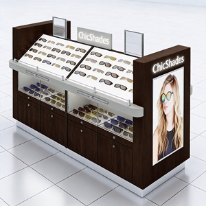 Vitrina de Exhibición de <span class=keywords><strong>Gafas</strong></span> de Madera Oscura de Lujo con Retroiluminación LED, Caja de Luz Lateral con Logotipo, Mueble de Exhibición para <span class=keywords><strong>Gafas</strong></span> de Sol - Product Image 1