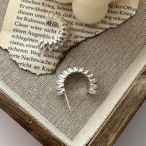 S925 plata esterlina Retro moda textura rayas pendientes estilo coreano diseño Simple versión coreana - Product Image 5