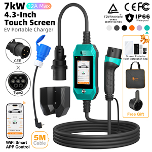 Cargador de Vehículos Eléctricos Inteligente Feyree Tipo 2 de 7kW Monofásico con Adaptador, Control Remoto por Aplicación, Actualización OTA, Monitor de Historial de Carga, Portátil para el Hogar - Product Image 1