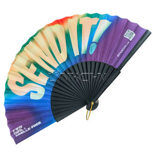 I'm ventilatore pieghevole caldo per la linea di danza palmare in legno pieghevole Rave ventagli <span class=keywords><strong>con</strong></span> Organza borse per regali Festival festa di nozze - Product Image 6