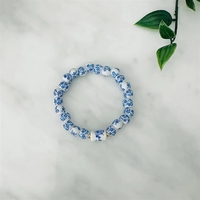 Pulsera de Cerámica Chapada en Oro con Diseño Único Hecho a Mano para Mujer, con Cuentas, Letras y Patrón Geométrico, Piedra Principal, Regalos