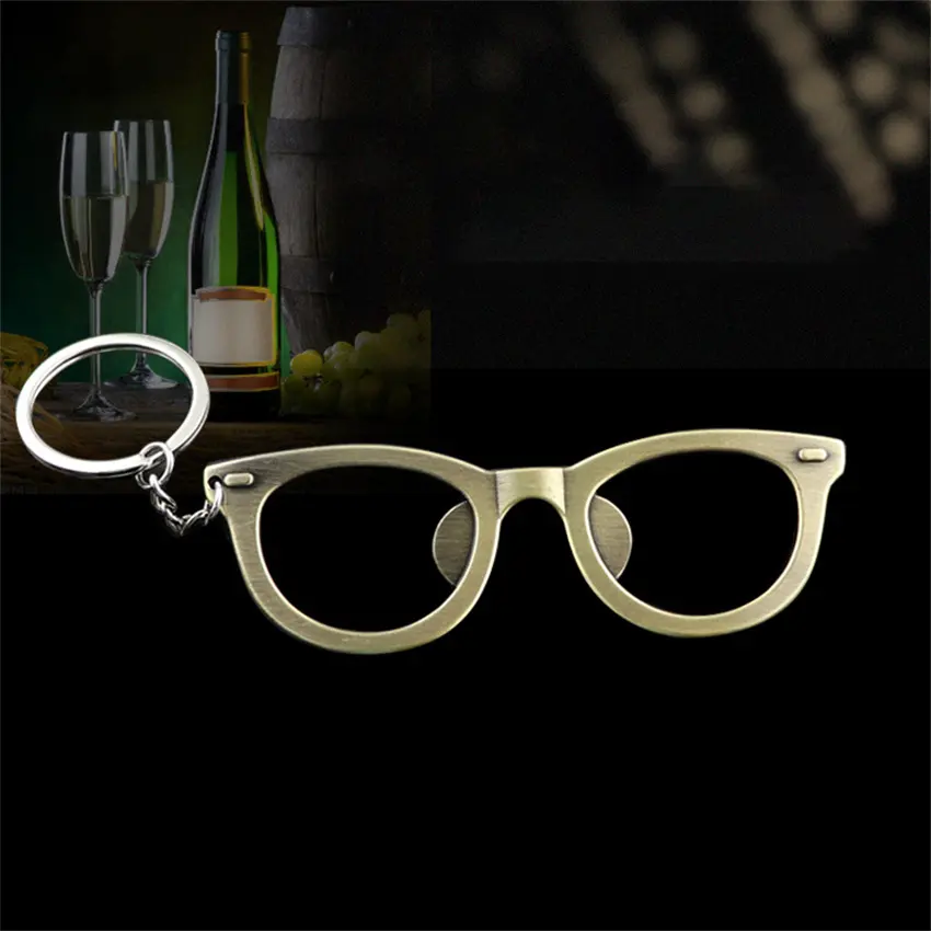 Logo personnalisé lunettes 3D ouvre-bouteille porte-clés barre autour du charme charme cadeau porte-clés en métal