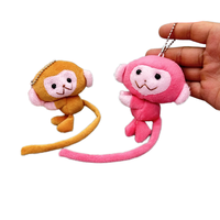 En gros, Pendentif porte-clés singe en peluche mignon super doux à longue queue, lavable, anti-stress, en coton PP