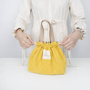<b>Canvas</b> Picnic Tote Eco Cotton Cloth Small Handbag Dinner Container Food Storage <b>Box</b> Drawstring Corduroy Lunch Cooler Bags - Product Image 3