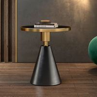 Table d'appoint ronde moderne de style italien Table basse en fer doré et ardoise pour le salon, meubles de maison